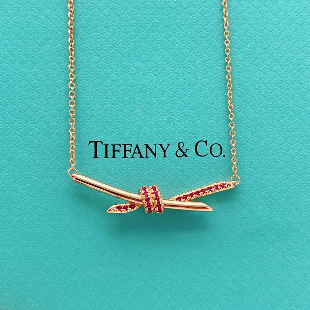 Tiffany & Co. Rose gold and purple diamond knot necklace